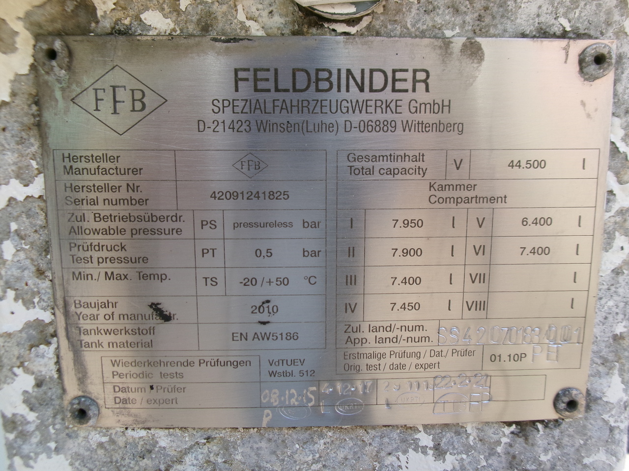 Gjysmë rimorkio me bot për transportimin e karburantit Feldbinder Fuel tank alu 42 m3 / / 6 comp + pump: foto 29