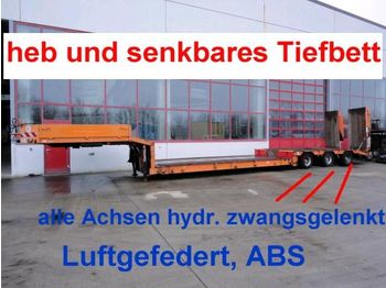 Langendorf 3 Achs Tiefbett  Tieflader mit Heb und - Gjysmë rimorkio me plan ngarkimi të ulët