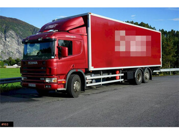 Kamion vagonetë Scania 124G 6x2 Box truck. EU-approved until 07.07.2023.