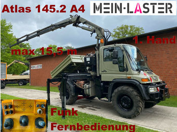 Kamion vetëshkarkues, Kamion me vinç Unimog U 400 Seilwinde Atlas 145.2 A4 15.5 m Funk FB: foto 1