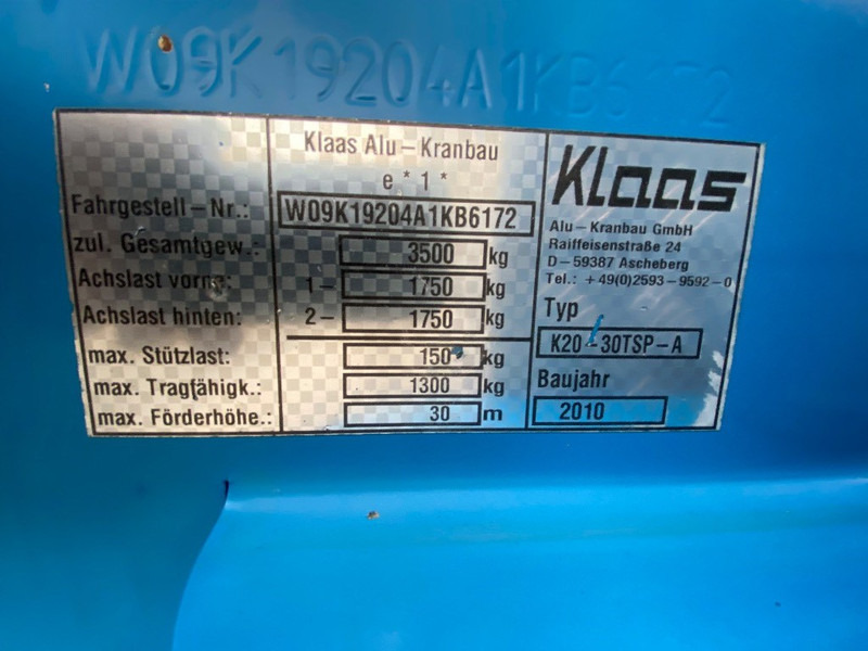Lizingu i Klaas K20-30 TS Premium, Dakdekker bouwkraan Klaas K20-30 TS Premium, Dakdekker bouwkraan: foto 20