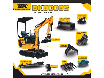 Berger Kraus Mini Excavator BK800BS torsion arm with FULL equipment - Miniekskavator