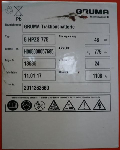 Bateria GRUMA 48 Volt 5 PzS 775 Ah: foto 5