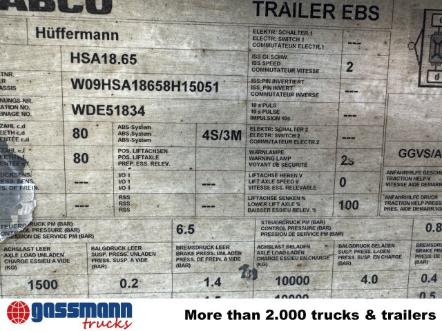 Hüffermann HSA 18.65 Schlittenabroller - Rimorkio roll-off/ Skip loader: foto 5 Hüffermann HSA 18.65 Schlittenabroller - Rimorkio roll-off/ Skip loader: foto 5