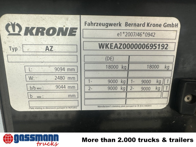 Krone AZW 18 - Transportjer kontejnerësh/ Rimorkio me karroceri të çmontueshme: foto 2 Krone AZW 18 - Transportjer kontejnerësh/ Rimorkio me karroceri të çmontueshme: foto 2