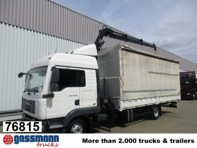 MAN TGL 12.240BL 4x2, mit Kran Hiab 088 mit Funk - Kamion me tendë, Kamion me vinç: foto 1 MAN TGL 12.240BL 4x2, mit Kran Hiab 088 mit Funk - Kamion me tendë, Kamion me vinç: foto 1