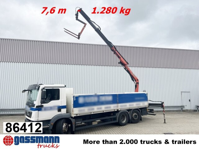 MAN TGM 26.340 6X2-4 LL, Lenk-/Liftachse, Heckkran - Kamion me karroceri të hapur, Kamion me vinç: foto 1 MAN TGM 26.340 6X2-4 LL, Lenk-/Liftachse, Heckkran - Kamion me karroceri të hapur, Kamion me vinç: foto 1
