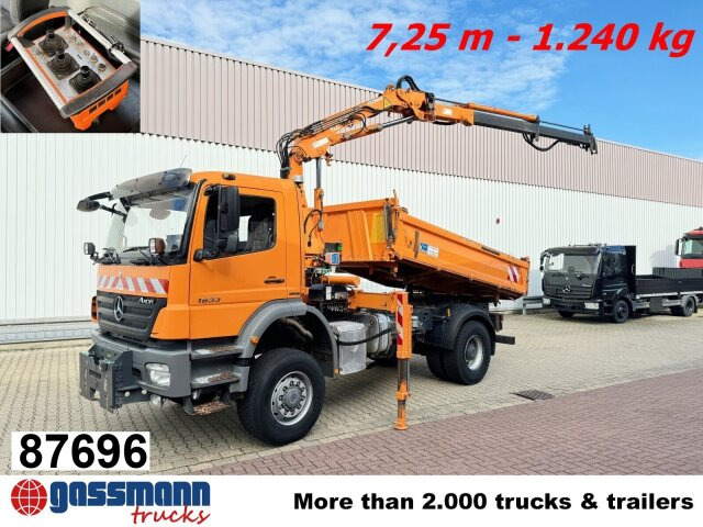 Mercedes-Benz Axor 1833 AK 4x4, Winterdienstausstattung, Kran - Kamion vetëshkarkues, Kamion me vinç: foto 1 Mercedes-Benz Axor 1833 AK 4x4, Winterdienstausstattung, Kran - Kamion vetëshkarkues, Kamion me vinç: foto 1
