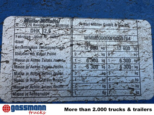 Müller-Mitteltal DHK 12.6, verzinkt! - Rimorkio vetëshkarkuese: foto 4 Müller-Mitteltal DHK 12.6, verzinkt! - Rimorkio vetëshkarkuese: foto 4