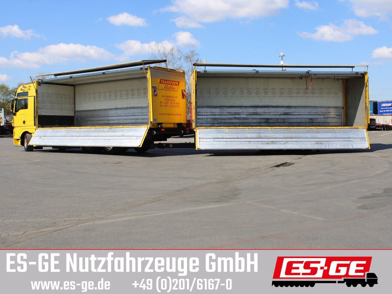 MAN 6x2 LKW mit Tandemanhänger - Kamion pijesh: foto 1 MAN 6x2 LKW mit Tandemanhänger - Kamion pijesh: foto 1