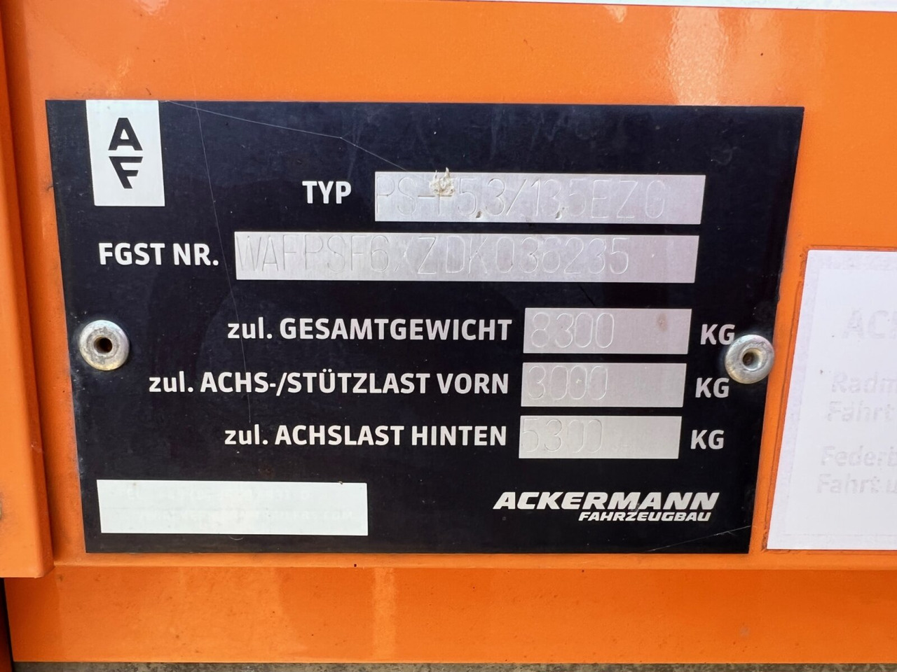 Ackermann PS-F 5.3/13.5 EZG SPS PS-F 5.3/13.5 EZG SPS, Edscha-Verdeck, Lenkachse - Gjysmë rimorkio me tendë: foto 5 Ackermann PS-F 5.3/13.5 EZG SPS PS-F 5.3/13.5 EZG SPS, Edscha-Verdeck, Lenkachse - Gjysmë rimorkio me tendë: foto 5