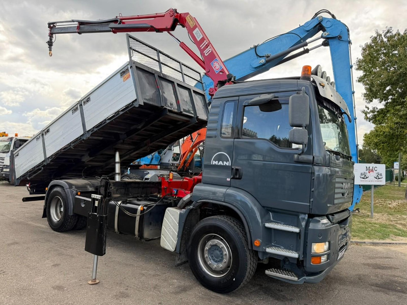 MAN TGA 18.350 4x2 TIPPER + CRANE HMF 1110 K2 + ROTATOR - STEEL SPRING / BLATT / BALLESTAS / LAMES - BE TRUCK - Kamion vetëshkarkues, Kamion me vinç: foto 1 MAN TGA 18.350 4x2 TIPPER + CRANE HMF 1110 K2 + ROTATOR - STEEL SPRING / BLATT / BALLESTAS / LAMES - BE TRUCK - Kamion vetëshkarkues, Kamion me vinç: foto 1
