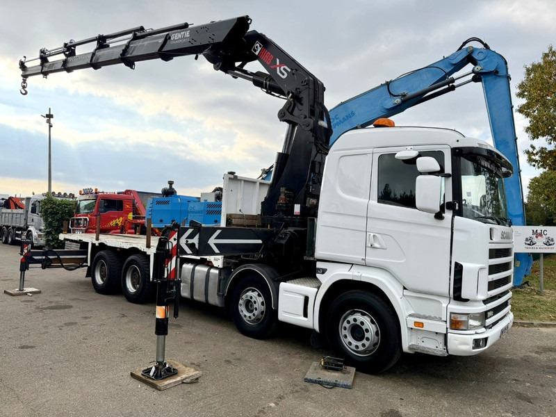 Scania 114C-380 8x4 PRITSCHE + KRAN HIAB 700 E-5 - PLATFORM 6m80 + TWISTLOCKS - MANUAL - RETARDER - STEEL SPRING / BIG AXLE HUB REDUCTION - AP ACHSEN - Kamion me karroceri të hapur, Kamion me vinç: foto 1 Scania 114C-380 8x4 PRITSCHE + KRAN HIAB 700 E-5 - PLATFORM 6m80 + TWISTLOCKS - MANUAL - RETARDER - STEEL SPRING / BIG AXLE HUB REDUCTION - AP ACHSEN - Kamion me karroceri të hapur, Kamion me vinç: foto 1