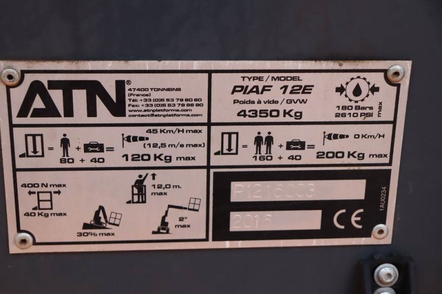 ATN PIAF 12E Electric, 12m Working Height, 5m Reach, T - Krah me çernjerë: foto 3 ATN PIAF 12E Electric, 12m Working Height, 5m Reach, T - Krah me çernjerë: foto 3