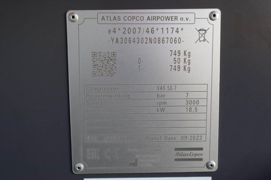 Atlas Copco XAS 58-7 Valid inspection, *Guarantee! Diesel, Vol - Kompresor ajri: foto 4 Atlas Copco XAS 58-7 Valid inspection, *Guarantee! Diesel, Vol - Kompresor ajri: foto 4