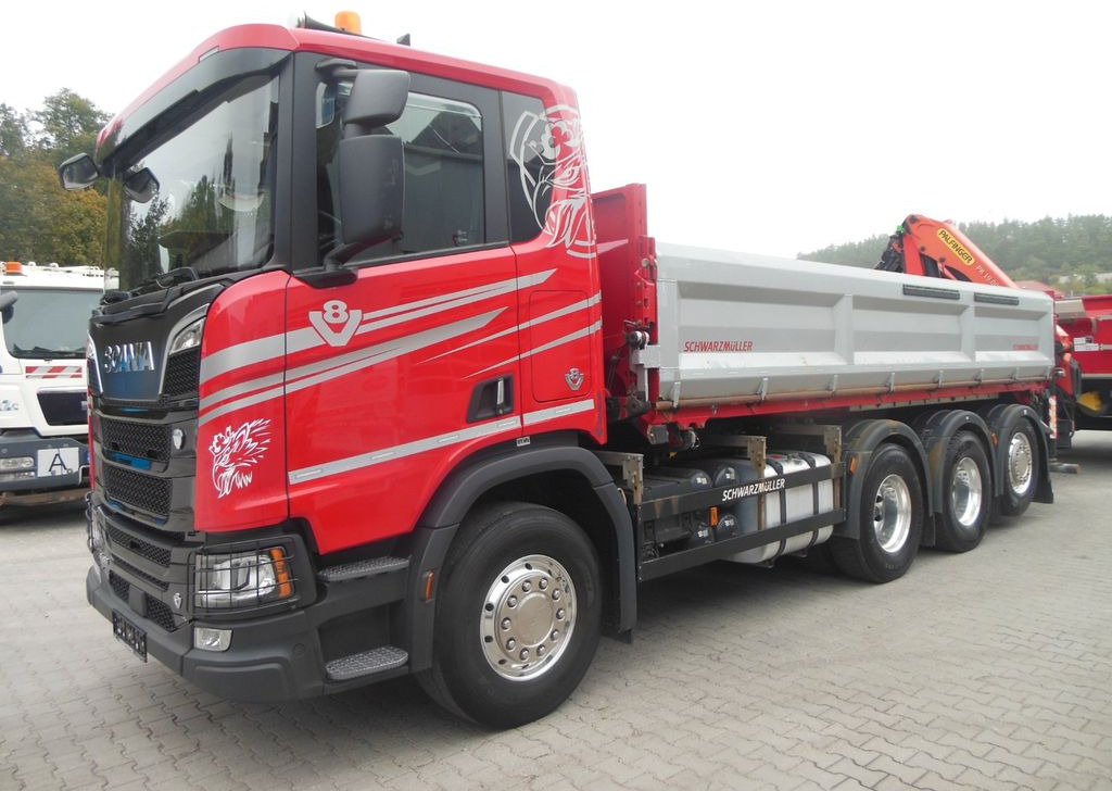 Scania R 580,8X4,KIPPER,BORDMATIC,PALFINGER PK 19.001 - Kamion vetëshkarkues, Kamion me vinç: foto 1 Scania R 580,8X4,KIPPER,BORDMATIC,PALFINGER PK 19.001 - Kamion vetëshkarkues, Kamion me vinç: foto 1