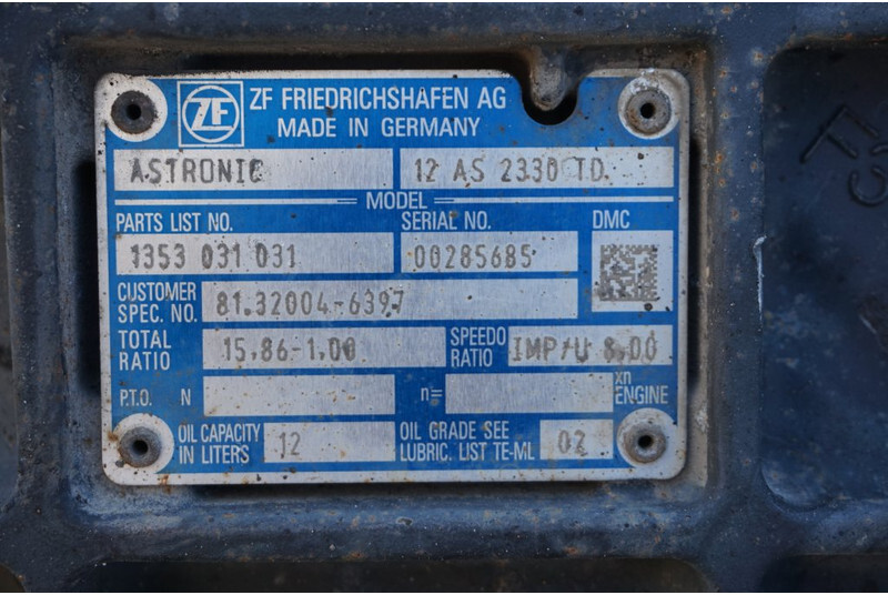 ZF 12AS2330DD TGX 81 32004-6397 - Kutia e marsheve për Kamioni: foto 5 ZF 12AS2330DD TGX 81 32004-6397 - Kutia e marsheve për Kamioni: foto 5