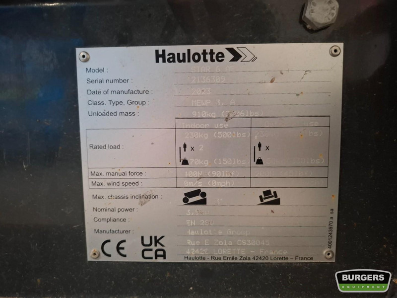 Haulotte Star 6 - Platformë ajrore: foto 5 Haulotte Star 6 - Platformë ajrore: foto 5