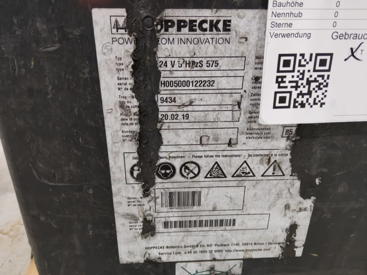 HOPPECKE Battery 24V 575Ah - Bateria për Pajisje për trajtimin e materialeve: foto 2 HOPPECKE Battery 24V 575Ah - Bateria për Pajisje për trajtimin e materialeve: foto 2
