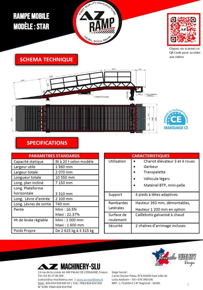 Loading Ramp with with hydraulic tilting bridge - AZ RAMP - STAR- 8T. 8 ton capacity - Rampa e ngarkimit: foto 2 Loading Ramp with with hydraulic tilting bridge - AZ RAMP - STAR- 8T. 8 ton capacity - Rampa e ngarkimit: foto 2