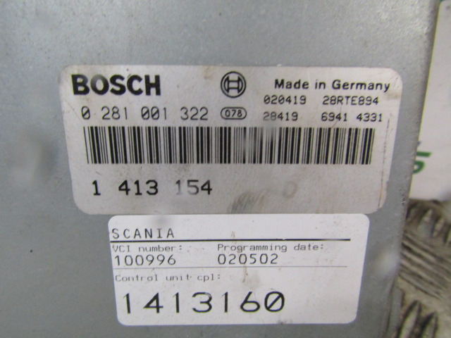 SCANIA P94 ENGINE ECU BOSCH P/NO 0281 001 322 - ECU për Kamioni: foto 2 SCANIA P94 ENGINE ECU BOSCH P/NO 0281 001 322 - ECU për Kamioni: foto 2