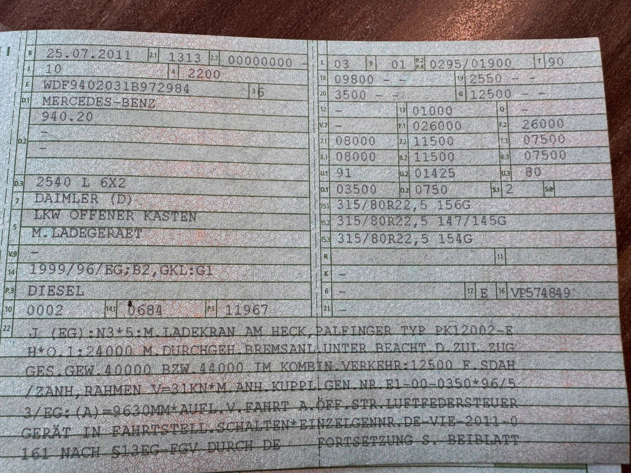 Mercedes-Benz 2540 6X2 Pritsche Palfinger PK 12002 mit Funk - Kamion me vinç: foto 2 Mercedes-Benz 2540 6X2 Pritsche Palfinger PK 12002 mit Funk - Kamion me vinç: foto 2