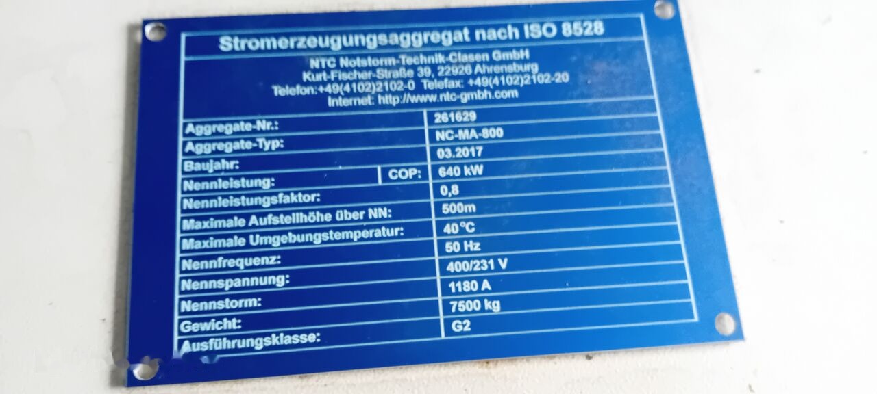 MAN Agregat Prądotwórczy Generator Stamford MAN DIESEL 640 kw 800 - Set gjeneratori: foto 1 MAN Agregat Prądotwórczy Generator Stamford MAN DIESEL 640 kw 800 - Set gjeneratori: foto 1
