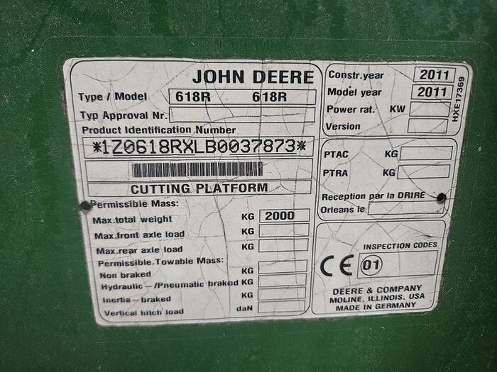 John Deere 618R - Koka e autokombajnës: foto 5 John Deere 618R - Koka e autokombajnës: foto 5