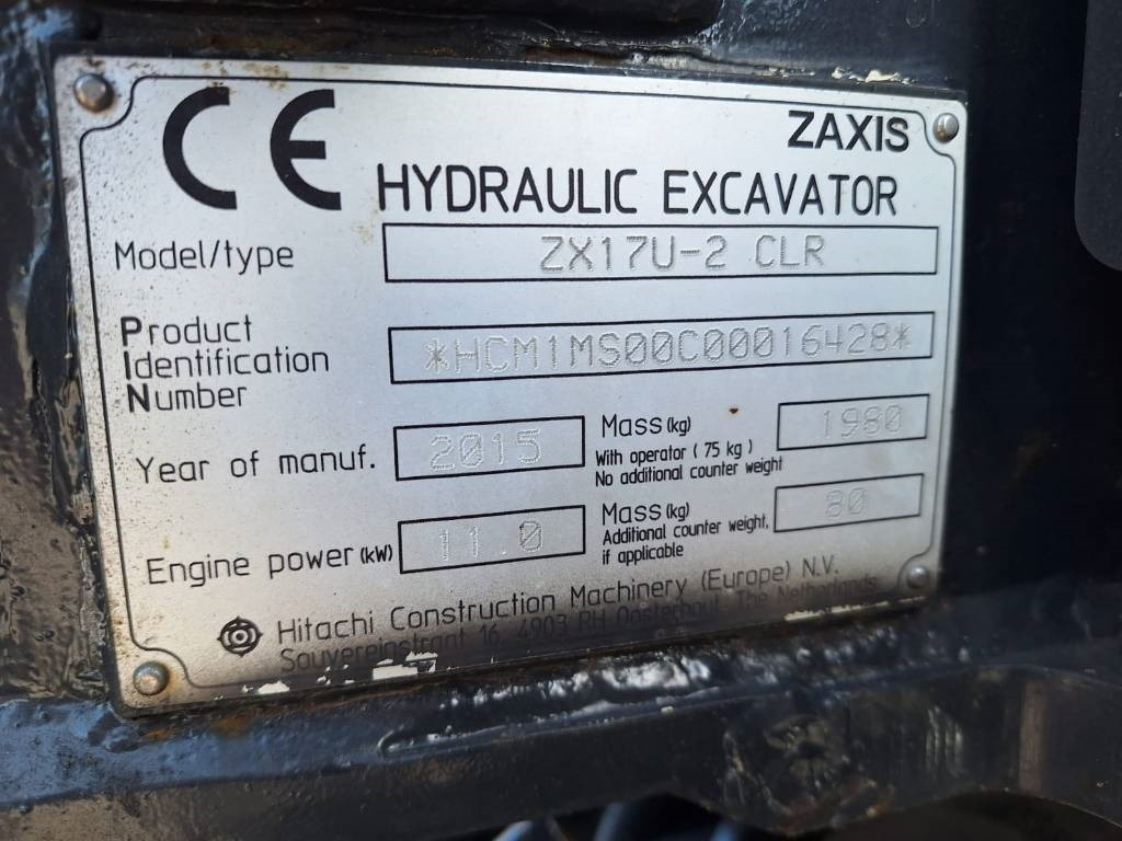 Miniekskavator Hitachi ZX17U-2 KALLISTAJA+4-KAUHAA: foto 11