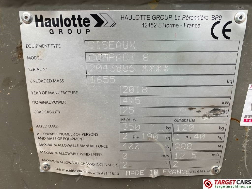 Ngritës gërshërë Haulotte Compact 8 Electric Scissor Work Lift 818cm: foto 10