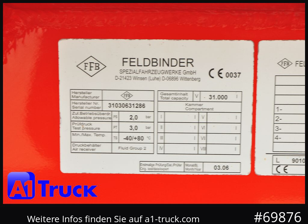 FELDBINDER HEUT 31.2 Silo, Futtermittel, 31m³, 3 Kammern, - Rimorkio me bot: foto 2 FELDBINDER HEUT 31.2 Silo, Futtermittel, 31m³, 3 Kammern, - Rimorkio me bot: foto 2