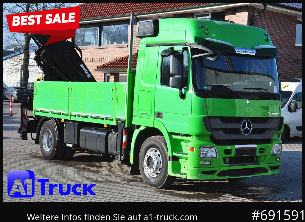 MERCEDES-BENZ Actros 1844 MP3, Kran MKG 291 HP 5+3 Funk, - Kamion me karroceri të hapur, Kamion me vinç: foto 1 MERCEDES-BENZ Actros 1844 MP3, Kran MKG 291 HP 5+3 Funk, - Kamion me karroceri të hapur, Kamion me vinç: foto 1