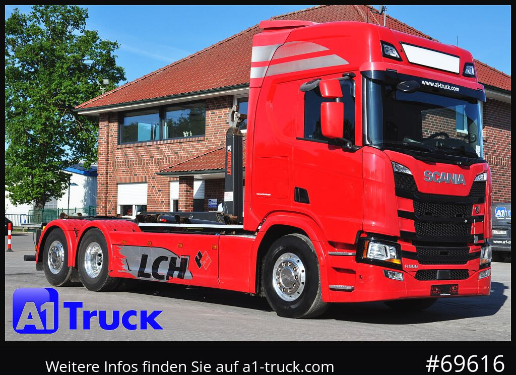 SCANIA R500, Abrollkipper, HIAB, Lift-Lenkachse, - Kamion vetëngarkues: foto 1 SCANIA R500, Abrollkipper, HIAB, Lift-Lenkachse, - Kamion vetëngarkues: foto 1