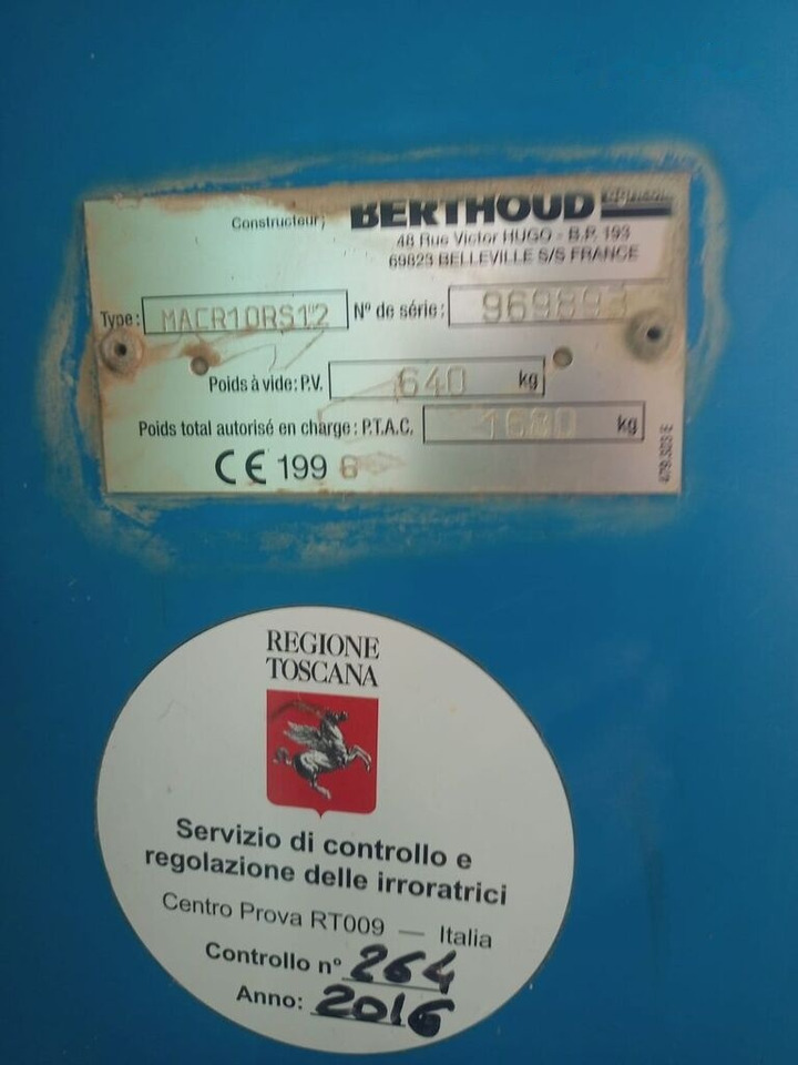 Spërkatës i montuar në traktor Berthoud MACK10: foto 10