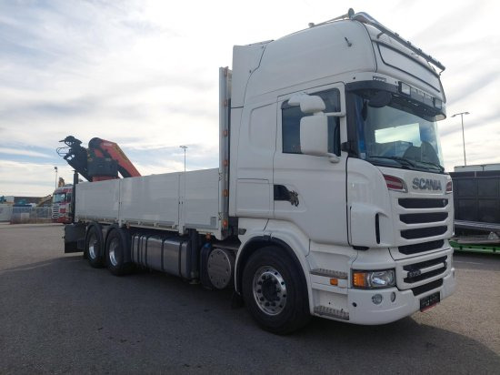 Scania R730 6x4 Pritsche, Voll-Luft Palfinger PK27002 Kran Retarder, Alu-Felgen, - Kamion me karroceri të hapur, Kamion me vinç: foto 1 Scania R730 6x4 Pritsche, Voll-Luft Palfinger PK27002 Kran Retarder, Alu-Felgen, - Kamion me karroceri të hapur, Kamion me vinç: foto 1