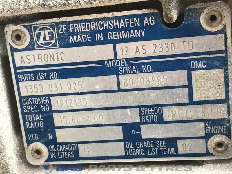 ZF XF106 DAF 12AS2330 TD AS Tronic Versnellingsbak 1912135R - Kutia e marsheve për Kamioni: foto 5 ZF XF106 DAF 12AS2330 TD AS Tronic Versnellingsbak 1912135R - Kutia e marsheve për Kamioni: foto 5