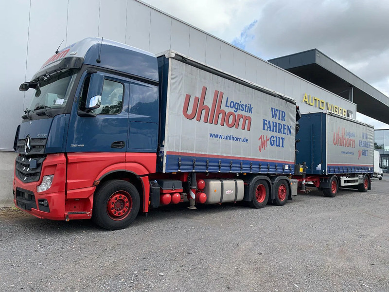 Mercedes-Benz Actros 2548 6X2 + Aanhanger*Palfinger crane*Cruise control*Airco* - Kamion me tendë, Kamion me vinç: foto 1 Mercedes-Benz Actros 2548 6X2 + Aanhanger*Palfinger crane*Cruise control*Airco* - Kamion me tendë, Kamion me vinç: foto 1