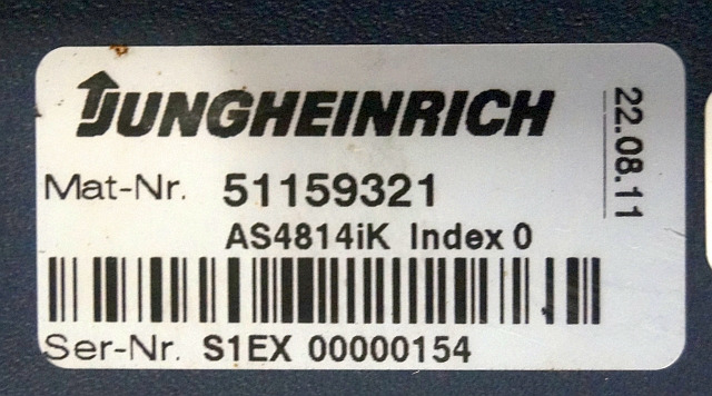 Jungheinrich 51159321 | Rij/hef regeling drive/lifting controller AS4814Ik Index - ECU për Pajisje për trajtimin e materialeve: foto 4 Jungheinrich 51159321 | Rij/hef regeling drive/lifting controller AS4814Ik Index - ECU për Pajisje për trajtimin e materialeve: foto 4