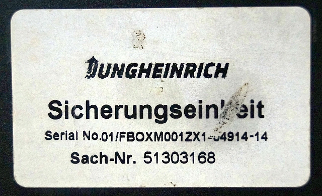 Jungheinrich 51303168 | Zekeringkast Fusebox sn. 01/FBOXM001ZX1-64914-14 - Siguresa për Pajisje për trajtimin e materialeve: foto 4 Jungheinrich 51303168 | Zekeringkast Fusebox sn. 01/FBOXM001ZX1-64914-14 - Siguresa për Pajisje për trajtimin e materialeve: foto 4