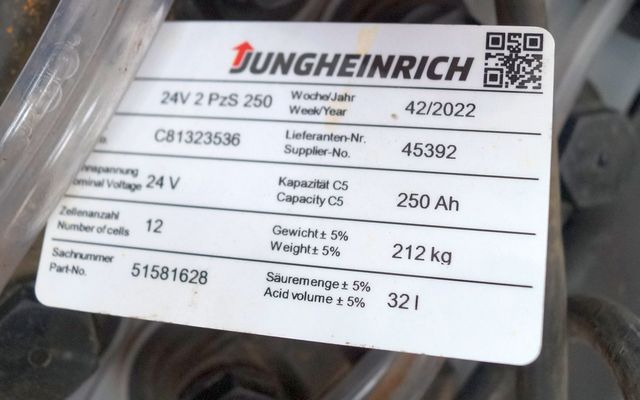Jungheinrich unknown | Battery 24 2PZS250 year 2022 weight 212 kg sn. C81323536 - Bateria për Pajisje për trajtimin e materialeve: foto 4 Jungheinrich unknown | Battery 24 2PZS250 year 2022 weight 212 kg sn. C81323536 - Bateria për Pajisje për trajtimin e materialeve: foto 4