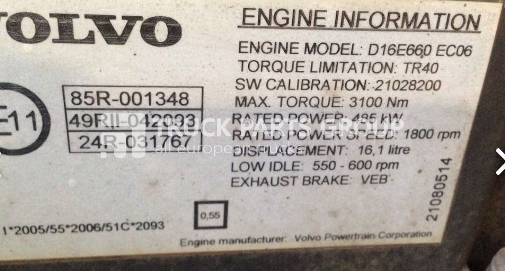 VOLVO FH16 D16E engine, EURO5, EURO4 emission D16E660 EC06, 660PS, 485 engine - Motori për Kamioni: foto 2 VOLVO FH16 D16E engine, EURO5, EURO4 emission D16E660 EC06, 660PS, 485 engine - Motori për Kamioni: foto 2