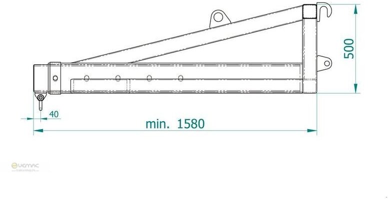 Vemac Lasthaken Lastarm Tragarm Teleskoparm Frontlader Radlader Euro - Vinç me krah për Fadrom: foto 4 Vemac Lasthaken Lastarm Tragarm Teleskoparm Frontlader Radlader Euro - Vinç me krah për Fadrom: foto 4