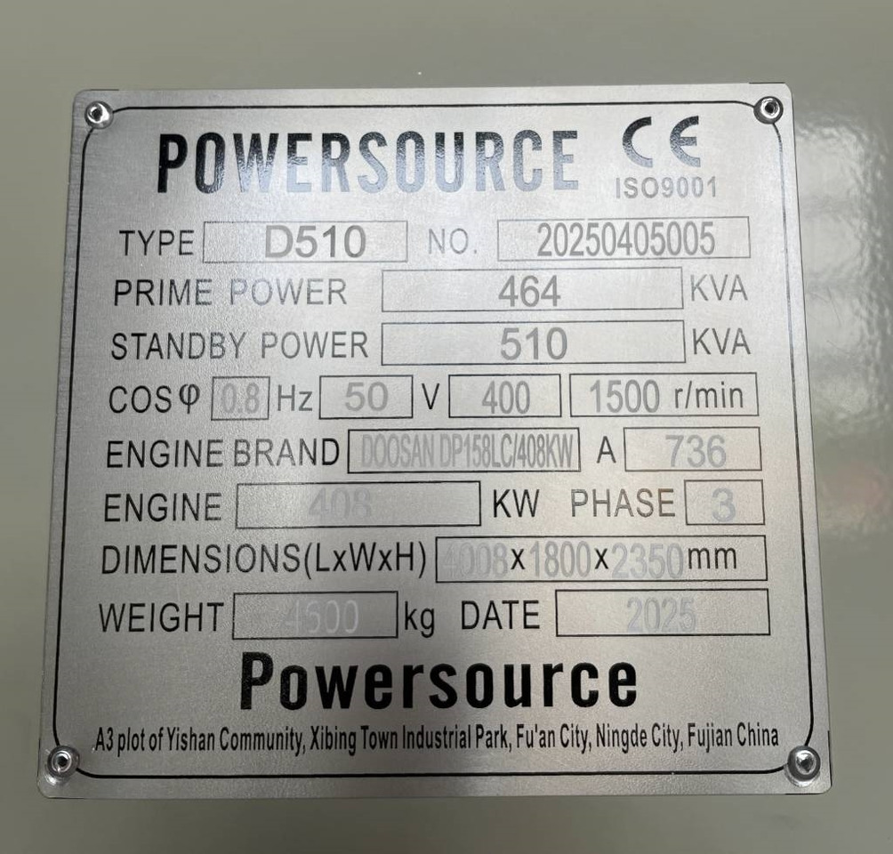 Set gjeneratori i ri Doosan DP158LC - 510 kVA Generator - DPX-19855: foto 6
