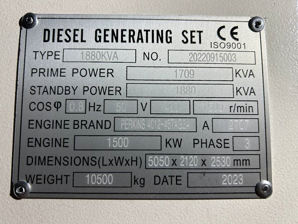 Perkins 4012-46TAG3A - 1.880 kVA Generator - DPX-19824-O  - Set gjeneratori: foto 4 Perkins 4012-46TAG3A - 1.880 kVA Generator - DPX-19824-O  - Set gjeneratori: foto 4