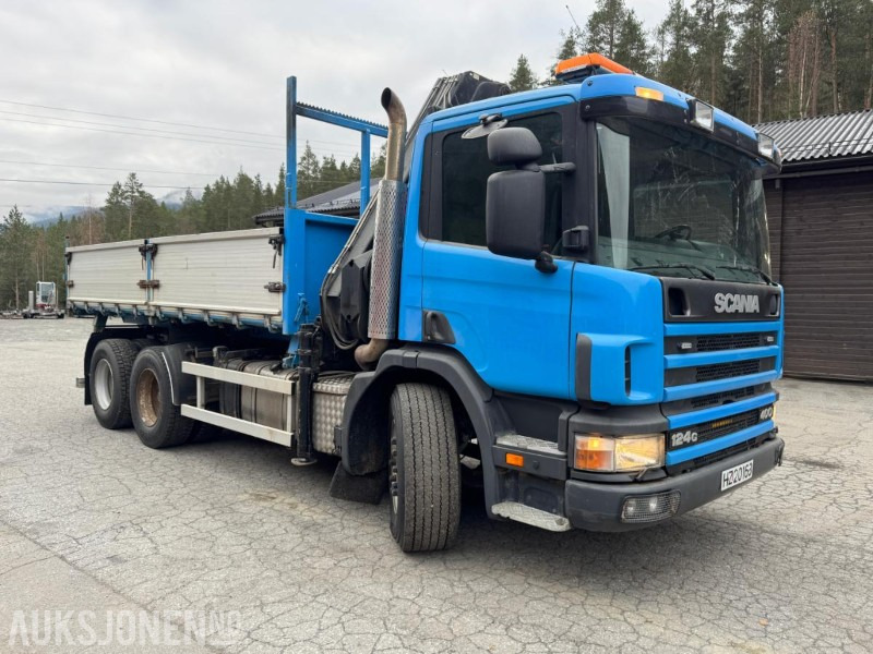 1997 Scania P124 400 kranbil med 3-veis tipp og klype - Kamion me vinç: foto 4 1997 Scania P124 400 kranbil med 3-veis tipp og klype - Kamion me vinç: foto 4