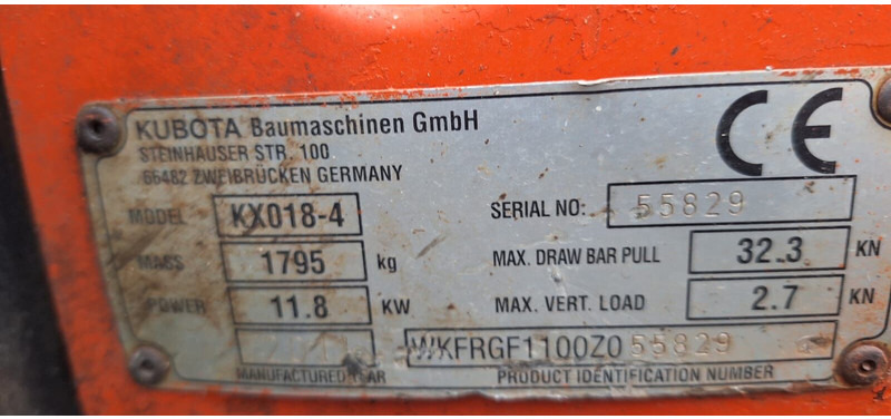 Kubota KX018-4 - Miniekskavator: foto 4 Kubota KX018-4 - Miniekskavator: foto 4