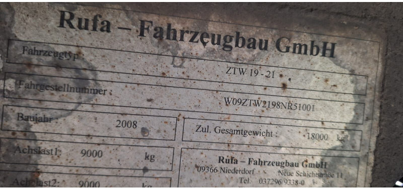 RUFA ZTW19-21 - Rimorkio me tendë: foto 4 RUFA ZTW19-21 - Rimorkio me tendë: foto 4