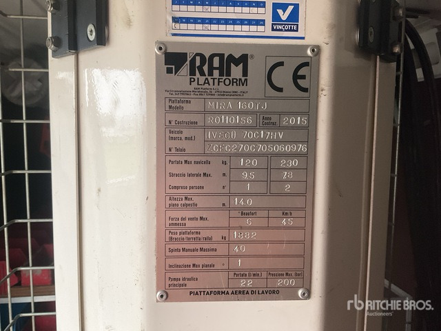 2015 Iveco 70C17 2015 RAM Mira 160TJ 230 kg Stra ... Boom Truck - Platformë ajrore e montuar në kamion: foto 4 2015 Iveco 70C17 2015 RAM Mira 160TJ 230 kg Stra ... Boom Truck - Platformë ajrore e montuar në kamion: foto 4