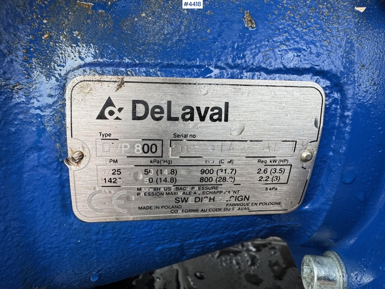 Pajisje blegtorale DeLaval DVP 800 Vacuum pump.: foto 6