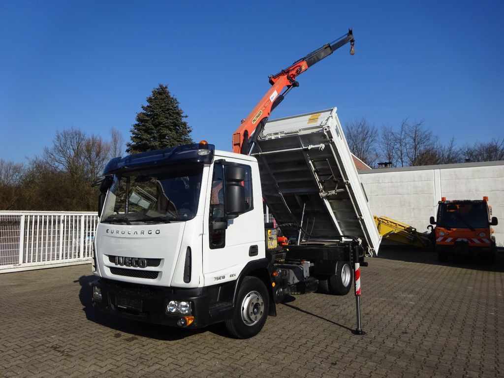 Iveco ML75E18K MEILLER 3Skipper mit PK 7001 Kran 4x2 - Kamion vetëshkarkues, Kamion me vinç: foto 1 Iveco ML75E18K MEILLER 3Skipper mit PK 7001 Kran 4x2 - Kamion vetëshkarkues, Kamion me vinç: foto 1